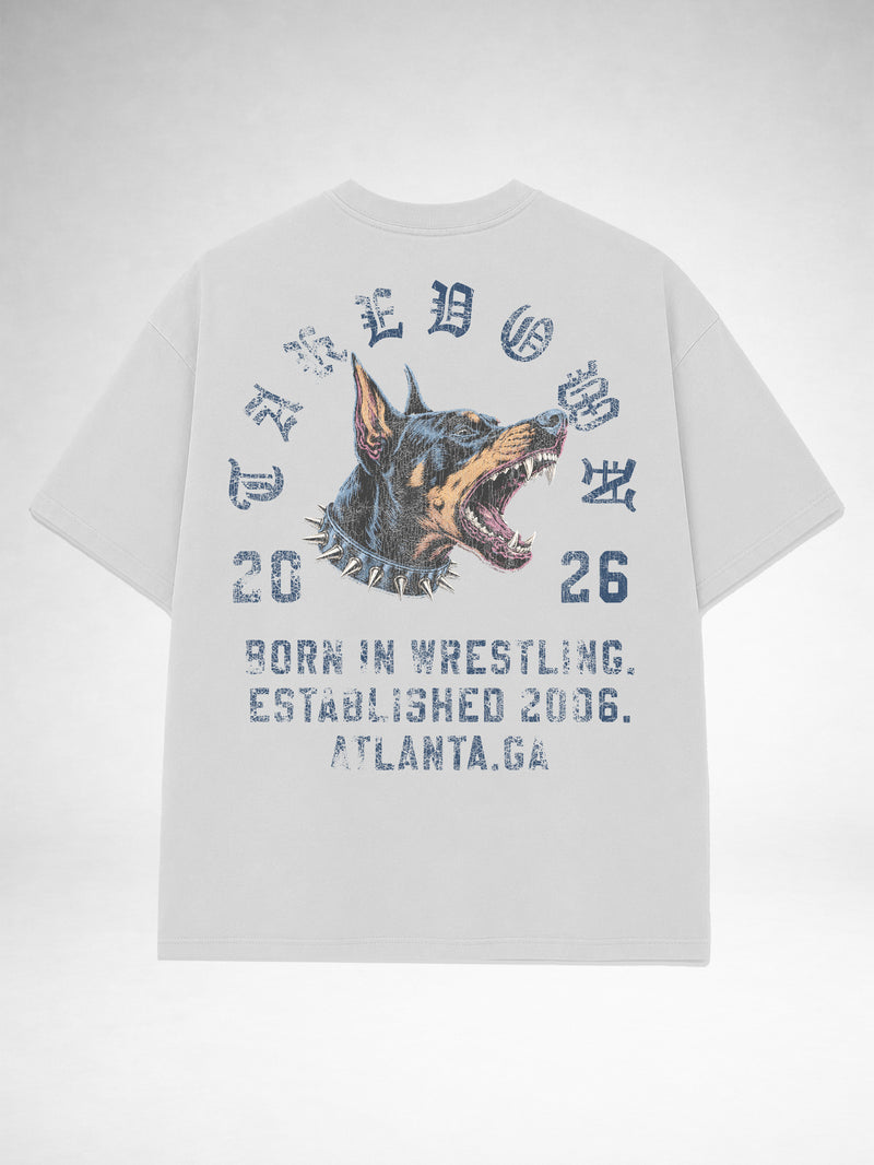 Takedown Oversized Tee - ”Born in Wrestling” - White
