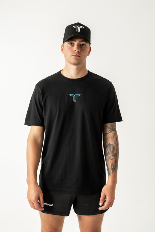 Essential T-Shirt - Blue Icon - Black