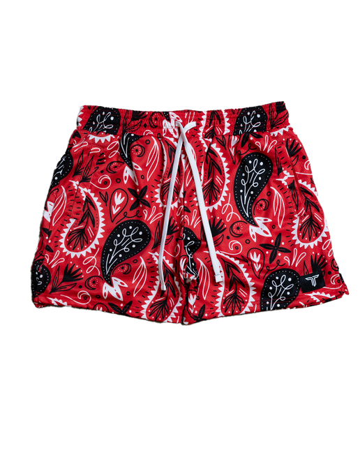 Bandana Mesh Training Short (5” Inseam) - Red