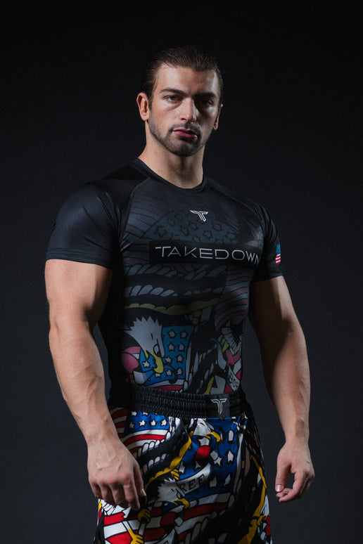 Star Spangled Short-Sleeve Rashguard - Black