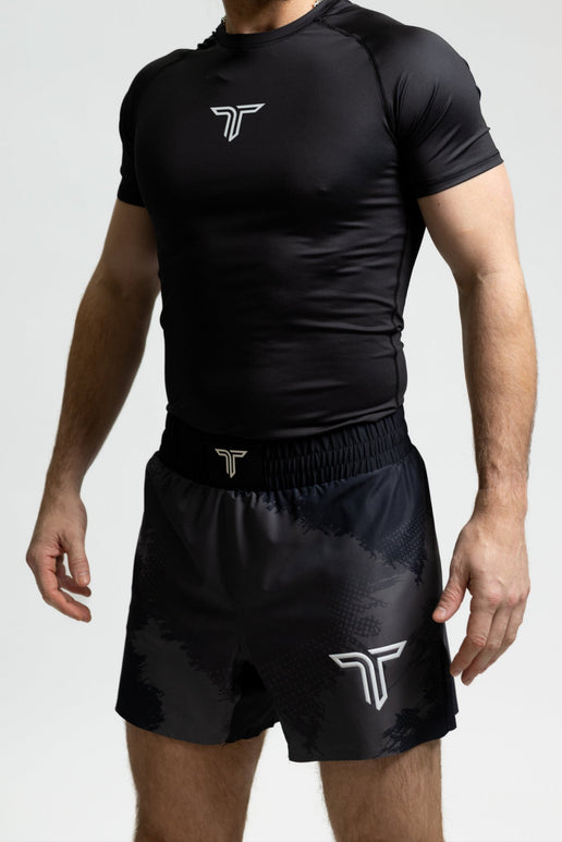 Pirate Black Kaos Camo Pro Fight Kit (5” Pro Fight Short & Rashguard Bundle)