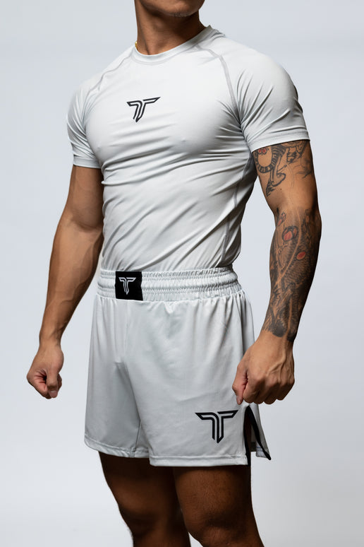 Essential Silver Fight Kit (Fight Short & Rashguard Bundle)