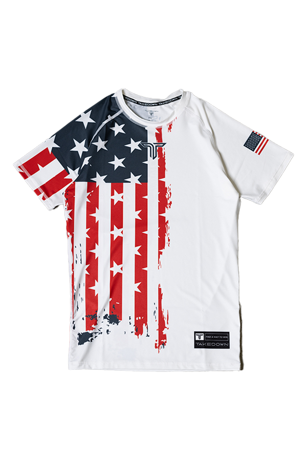 Youth Stars & Stripes Short-Sleeve Rashguard - White