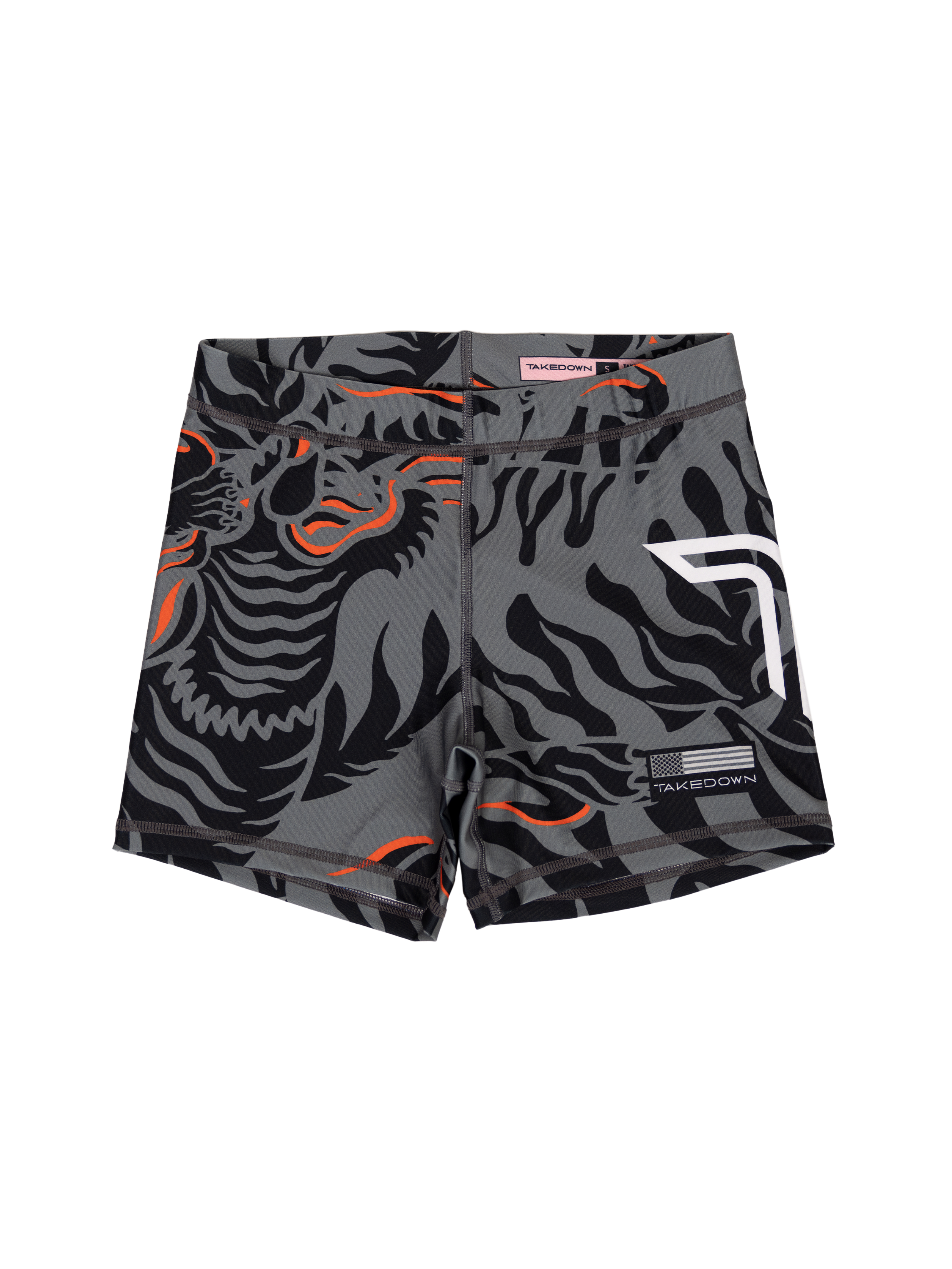 'Tiger Fight' Women's Compression Shorts - Fire Grey (4