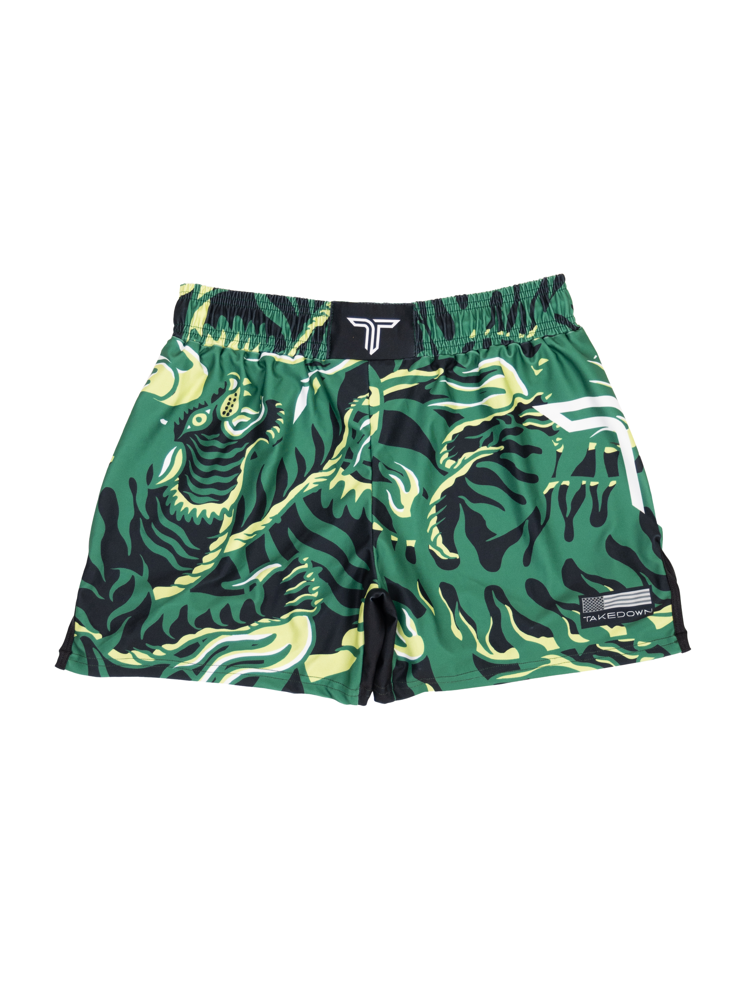 'Tiger Fight' Women's Fight Shorts - Bamboo Green (3
