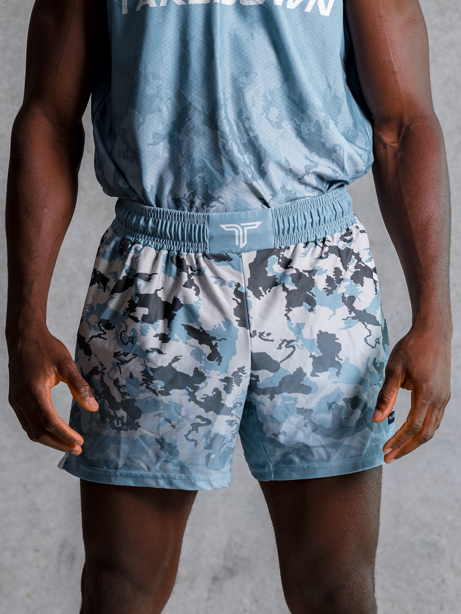 Particle Camo Fight Shorts - Ice Blue (5"&7" Inseam)