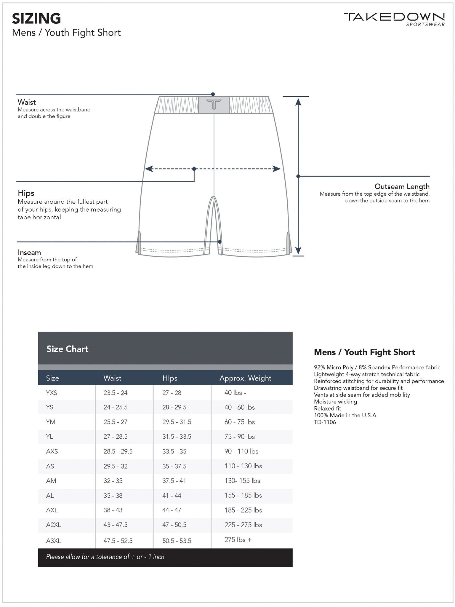 TD-FS-001 360° Custom Fight Shorts (5"&7“ Inseam)