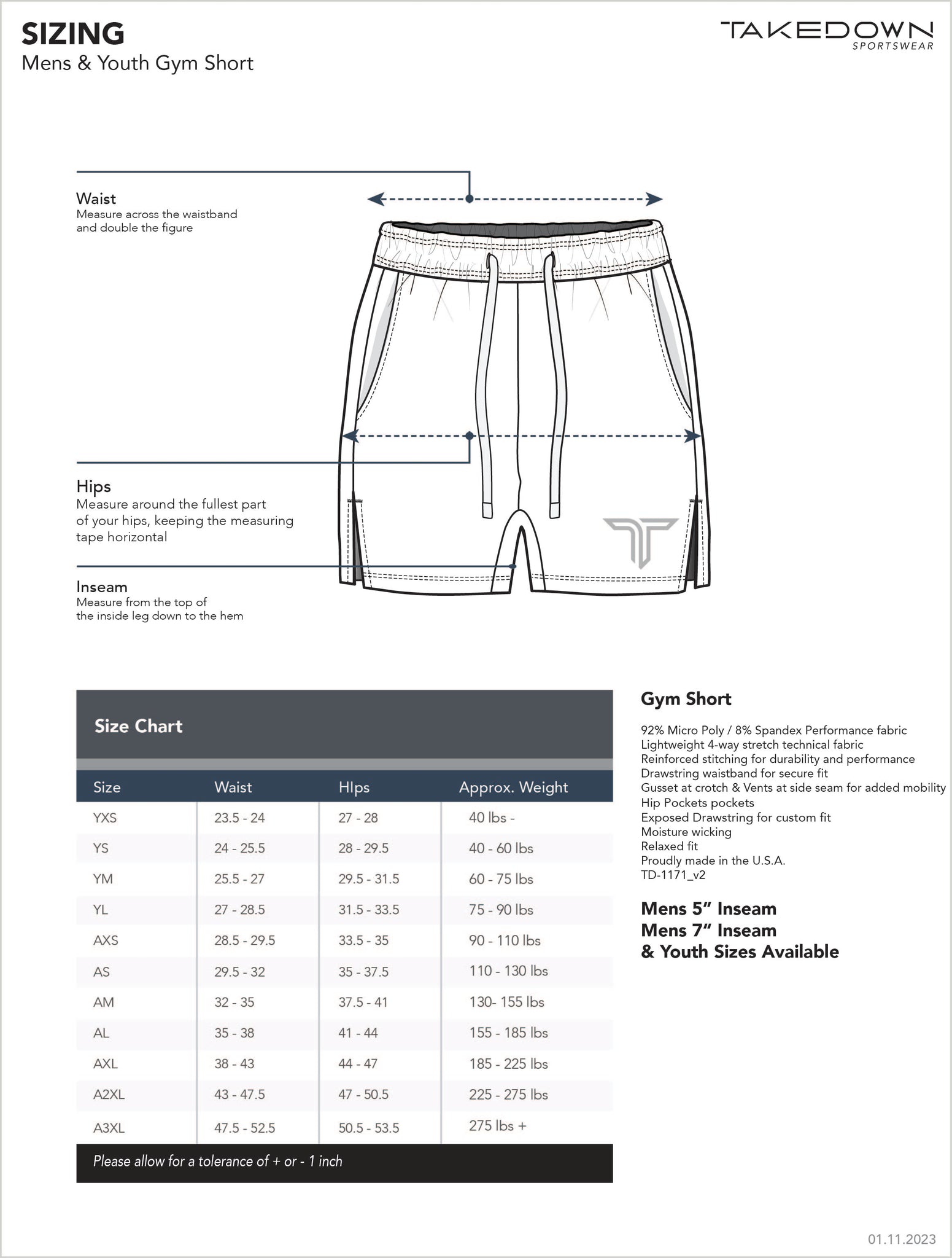 TD-GS-005 360° Custom Gym Shorts (5"&7“ Inseam)
